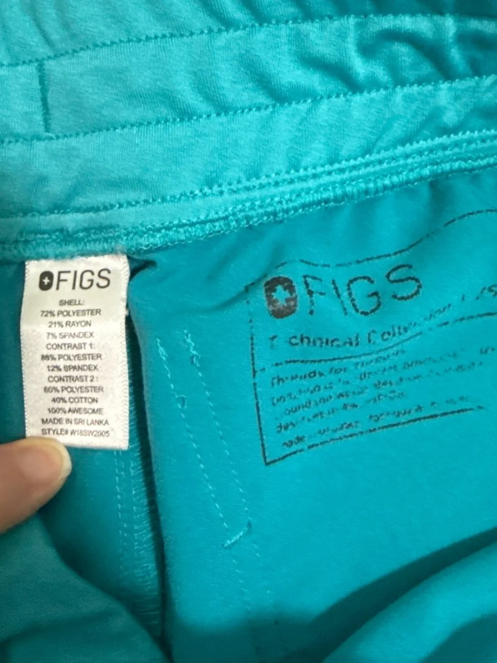 FIGS Tech Collection Zamora Jogger Scrubs Teal Drawstring Waist Pockets XS